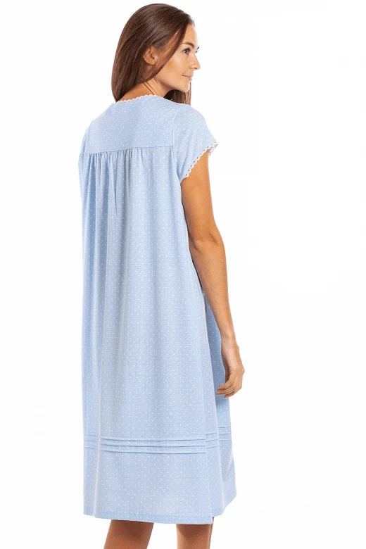Camille Womens Blue Short Sleeve White Polka Dot Nightdress 5 Camille Womens Blue Short Sleeve White Polka Dot Nightdress - Image 3