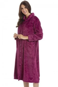 Camille Womens Burgundy Rose Embossed Button Up Housecoat 10 Camille Womens Burgundy Rose Embossed Button Up Housecoat -Camille Sales Store camille womens burgundy rose embossed button up housecoat p3504 36375 medium