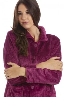 Camille Womens Burgundy Rose Embossed Button Up Housecoat 11 Camille Womens Burgundy Rose Embossed Button Up Housecoat -Camille Sales Store camille womens burgundy rose embossed button up housecoat p3504 36379 medium