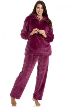 Camille Camille Womens Burgundy Spot Pyjama Set