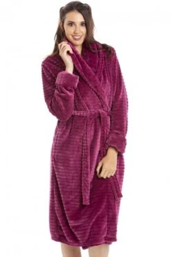 Camille Camille Womens Burgundy Supersoft Charlotte Bathrobe
