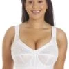 Camille Womens Classic Full Cup Floral Lace Non Wired Bra White