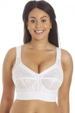Camille Womens Classic Full Cup Floral Lace Non Wired Bra White