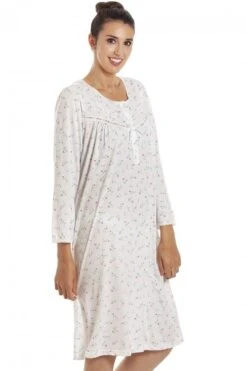 Camille Womens Classic Jersey Long Sleeve Ivory Floral Nightdress -Camille Sales Store camille womens classic jersey long sleeve ivory floral nightdress p3789 47872 medium
