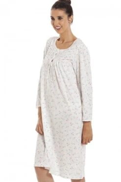 Camille Womens Classic Jersey Long Sleeve Ivory Floral Nightdress -Camille Sales Store camille womens classic jersey long sleeve ivory floral nightdress p3789 47873 medium