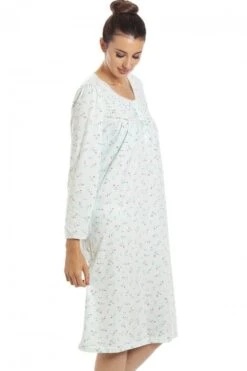 Camille Womens Classic Jersey Long Sleeve Mint Green Floral Nightdress -Camille Sales Store camille womens classic jersey long sleeve mint green floral nightdress p3788 47868 medium