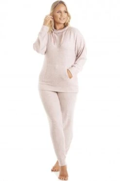 Camille Womens Comfy Fit Pink Marl Hacci Pyjama Set