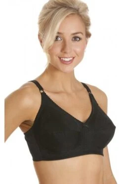 Camille Womens Cotton Comfort Non Wire Soft Cup Black Bra