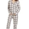 Camille Womens Cream & Black Checkered Flannel Pyjama Set -Camille Sales Store camille womens cream black checkered flannel pyjama set p3780 48027 medium