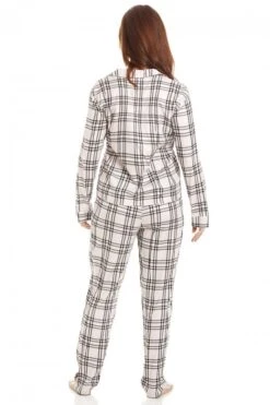 Camille Womens Cream & Black Checkered Flannel Pyjama Set -Camille Sales Store camille womens cream black checkered flannel pyjama set p3780 48028 medium