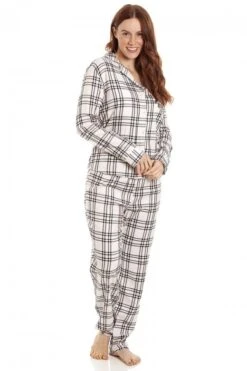 Camille Womens Cream & Black Checkered Flannel Pyjama Set -Camille Sales Store camille womens cream black checkered flannel pyjama set p3780 48030 medium