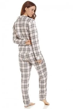 Camille Womens Cream & Black Checkered Flannel Pyjama Set -Camille Sales Store camille womens cream black checkered flannel pyjama set p3780 48031 medium