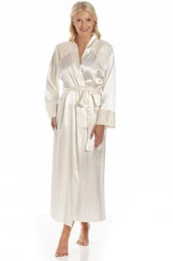 Camille Womens Cream Luxury Long Satin Wrap
