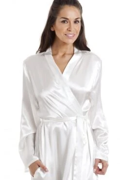 Camille Womens Cream Luxury Satin Dressing Gown -Camille Sales Store camille womens cream luxury satin dressing gown p2903 17543 medium