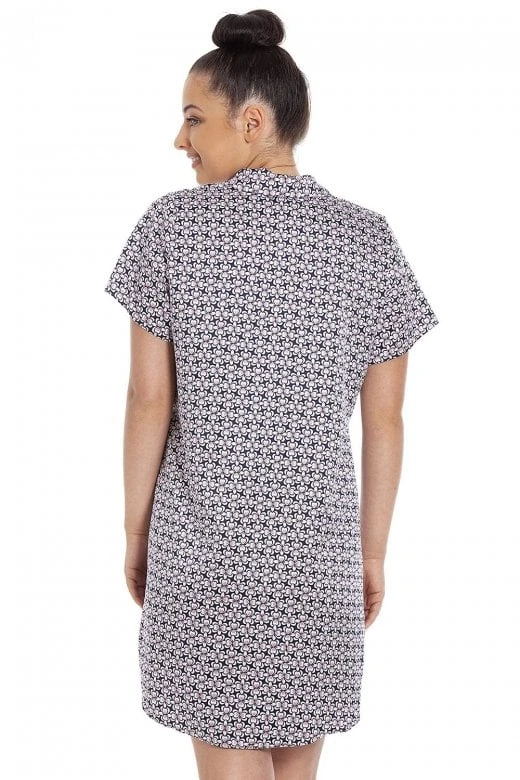 Camille Camille Womens Floral Navy Printed Satin Nightshirt 5 Camille Camille Womens Floral Navy Printed Satin Nightshirt - Image 3