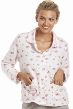 Camille Womens Floral Print Ivory Mock Quilt Bed Jacket -Camille Sales Store camille womens floral print ivory mock quilt bed jacket p3923 57698 medium