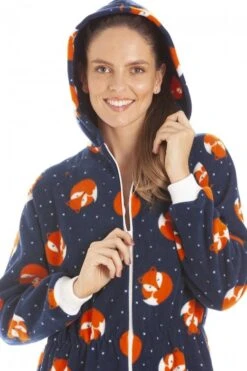 Camille Camille Womens Fox Print Soft Fleece Onesies