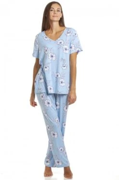 Camille Womens Full Length Floral Print Spandex Pyjama Set Blue Floral 9 Camille Womens Full Length Floral Print Spandex Pyjama Set Blue Floral -Camille Sales Store camille womens full length floral print spandex pyjama set blue floral p3929 55980 medium
