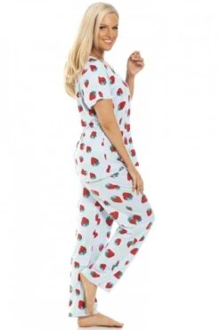 Camille Womens Full Length Floral Print Spandex Pyjama Set Blue -Camille Sales Store camille womens full length floral print spandex pyjama set blue p3928 59547 medium