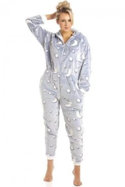 Camille Camille Womens Glow In The Dark Onesie Grey