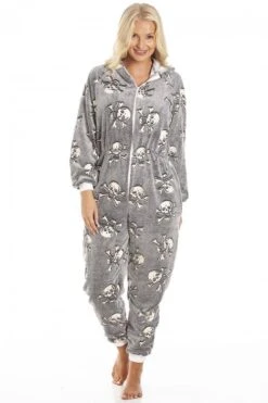 Camille Camille Womens Glow In The Dark Skull Onesie