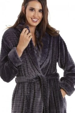 Camille Camille Womens Graphite Supersoft Charlotte Bathrobe -Camille Sales Store camille womens graphite supersoft charlotte bathrobe p3476 35924 medium