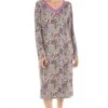 Camille Womens Grey Floral Print Spandex Knee Length Long Sleeve Nightdress -Camille Sales Store camille womens grey floral print spandex knee length long sleeve nightdress p3645 43548 medium