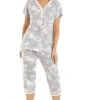 Camille Womens Grey Lightweight White Floral Capri Pyjama Set -Camille Sales Store camille womens grey lightweight white floral capri pyjama set p3721 49714 medium