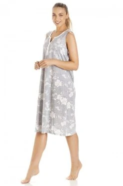 Camille Womens Grey Lightweight White Floral Sleeveless Nightdress -Camille Sales Store camille womens grey lightweight white floral sleeveless nightdress p3725 49706 medium