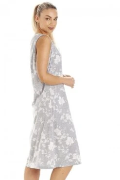 Camille Womens Grey Lightweight White Floral Sleeveless Nightdress -Camille Sales Store camille womens grey lightweight white floral sleeveless nightdress p3725 49708 medium