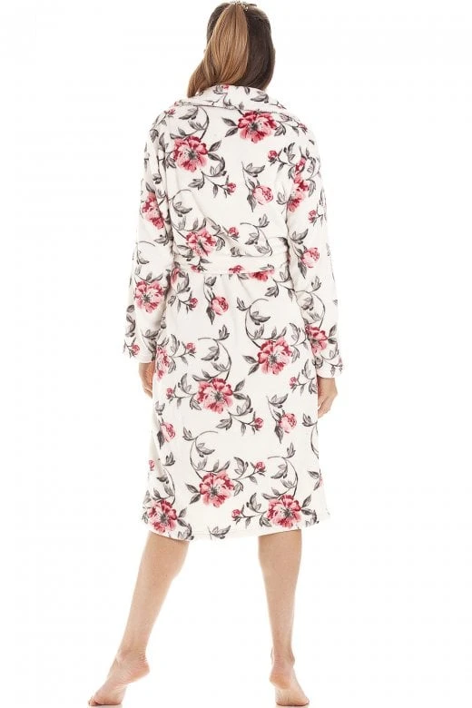 Camille Womens Ivory Floral Katie Bathrobe 6 Camille Womens Ivory Floral Katie Bathrobe - Image 4