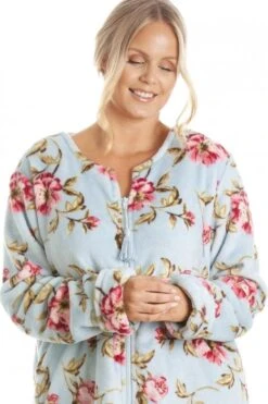 Camille Womens Katie Blue Floral Zip Robe -Camille Sales Store camille womens katie blue floral zip robe p3662 44199 medium