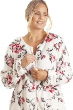 Camille Womens Katie Ivory Floral Zip Robe -Camille Sales Store camille womens katie ivory floral zip robe p3664 44250 medium