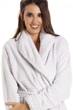 Camille Camille Womens Light Grey Supersoft Charlotte Bathrobe -Camille Sales Store camille womens light grey supersoft charlotte bathrobe p3478 35954 medium