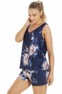 Camille Womens Lightweight Floral Print Short Pyjama Set Blue Floral -Camille Sales Store camille womens lightweight floral print short pyjama set blue floral p3990 64886 medium