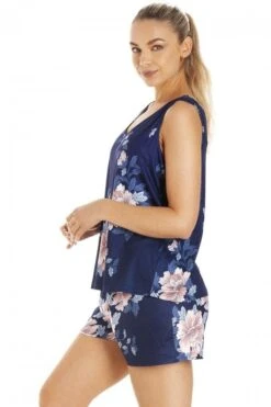 Camille Womens Lightweight Floral Print Short Pyjama Set Blue Floral -Camille Sales Store camille womens lightweight floral print short pyjama set blue floral p3990 64887 medium