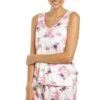 Camille Womens Lightweight Floral Print Short Pyjama Set Cream Floral
