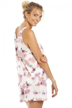 Camille Womens Lightweight Floral Print Short Pyjama Set Cream Floral -Camille Sales Store camille womens lightweight floral print short pyjama set cream floral p3991 64949 medium