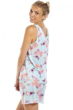 Camille Womens Lightweight Floral Print Short Pyjama Set Light Blue Floral -Camille Sales Store camille womens lightweight floral print short pyjama set light blue floral p3992 65009 medium