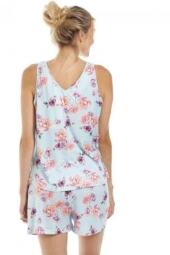 Camille Womens Lightweight Floral Print Short Pyjama Set Light Blue Floral -Camille Sales Store camille womens lightweight floral print short pyjama set light blue floral p3992 65010 medium