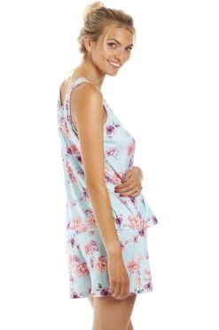 Camille Womens Lightweight Floral Print Short Pyjama Set Light Blue Floral -Camille Sales Store camille womens lightweight floral print short pyjama set light blue floral p3992 65011 medium