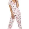 Camille Womens Lightweight Floral Print Short Sleeve Pyjama Set Cream Floral -Camille Sales Store camille womens lightweight floral print short sleeve pyjama set cream floral p3988 64783 medium
