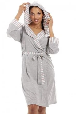 Camille Womens Lightweight Hooded Dressing Gown Grey -Camille Sales Store camille womens lightweight hooded dressing gown grey p3731 46356 medium