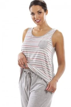 Camille Womens Lightweight Striped Capri Bottom Pyjama Set Grey 7 Camille Womens Lightweight Striped Capri Bottom Pyjama Set Grey -Camille Sales Store camille womens lightweight striped capri bottom pyjama set grey p3752 46758 medium