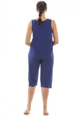 Camille Womens Lightweight Striped Capri Bottom Pyjama Set Navy -Camille Sales Store camille womens lightweight striped capri bottom pyjama set navy p3753 46749 medium