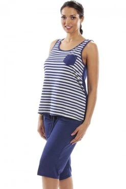 Camille Womens Lightweight Striped Capri Bottom Pyjama Set Navy -Camille Sales Store camille womens lightweight striped capri bottom pyjama set navy p3753 46752 medium