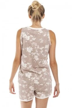 Camille Womens Lightweight White Floral Beige Short Pyjama Set -Camille Sales Store camille womens lightweight white floral beige short pyjama set p3873 59709 medium