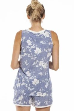 Camille Womens Lightweight White Floral Blue Short Pyjama Set -Camille Sales Store camille womens lightweight white floral blue short pyjama set p3871 59699 medium