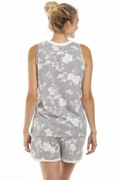 Camille Womens Lightweight White Floral Grey Short Pyjama Set -Camille Sales Store camille womens lightweight white floral grey short pyjama set p3872 59704 medium