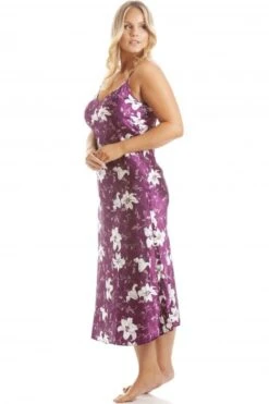 Camille Womens Lilly Floral Plum Satin Chemise -Camille Sales Store camille womens lilly floral plum satin chemise p3653 43981 medium